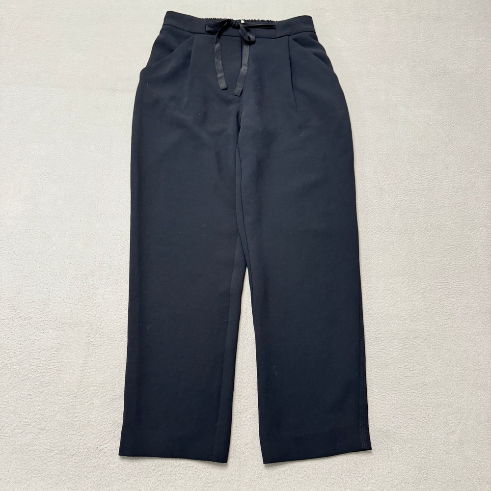 Wilfred Effortless Pant Women 4 Black High Rise Crepe Straight Leg Trousers